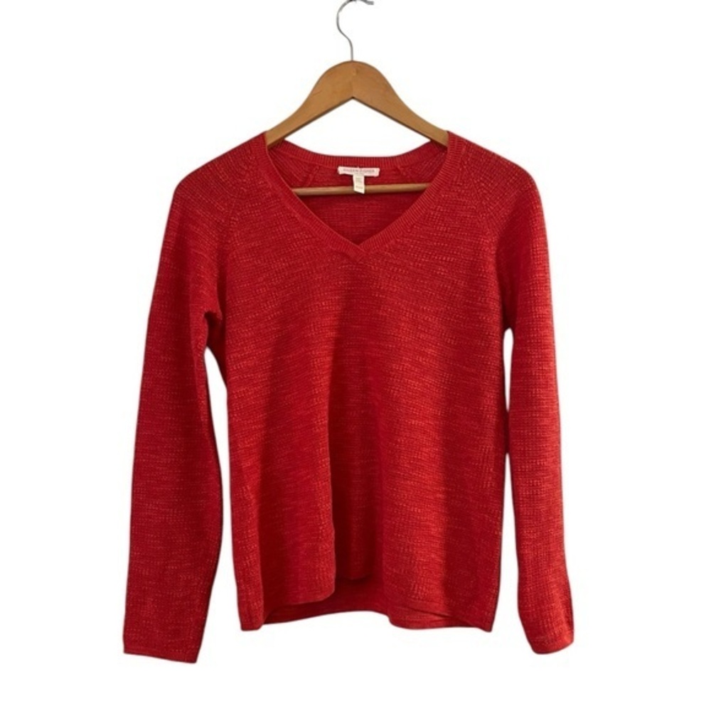 Eileen Fisher Organic Linen V-Neck Raglan Sleeve Sweater, Orange, PS